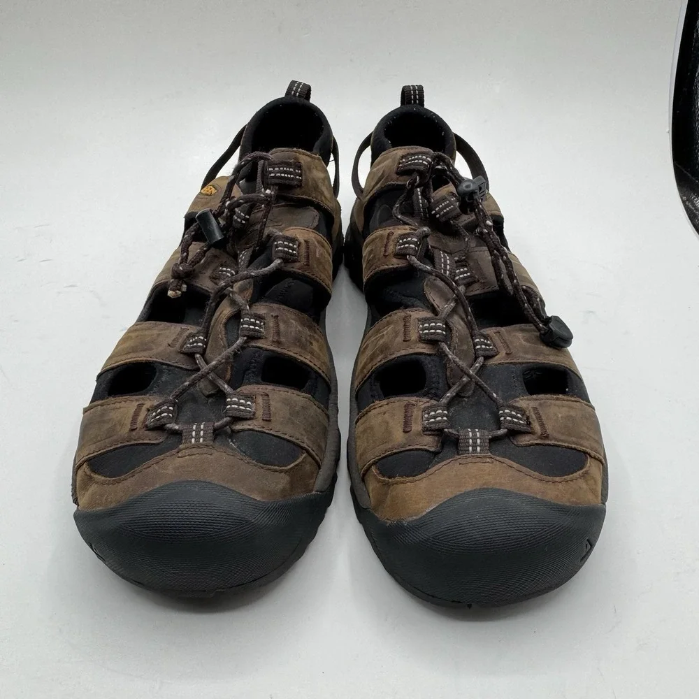 Keen Targhee III Mens Sz 12 Sandals Brown Leather Waterproof/Bungee
